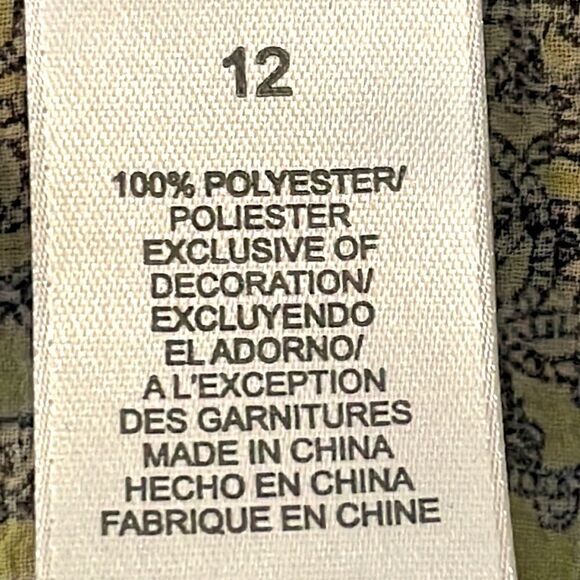 Emma James ruffle earth tone print button front bracelet sleeve blouse 12 EUC - Picture 13 of 14